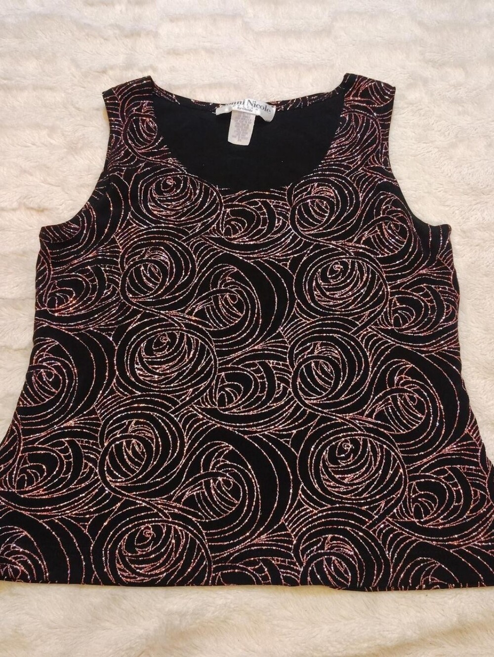 Ronni Nicole Pink And Black Glitter Tank.Top